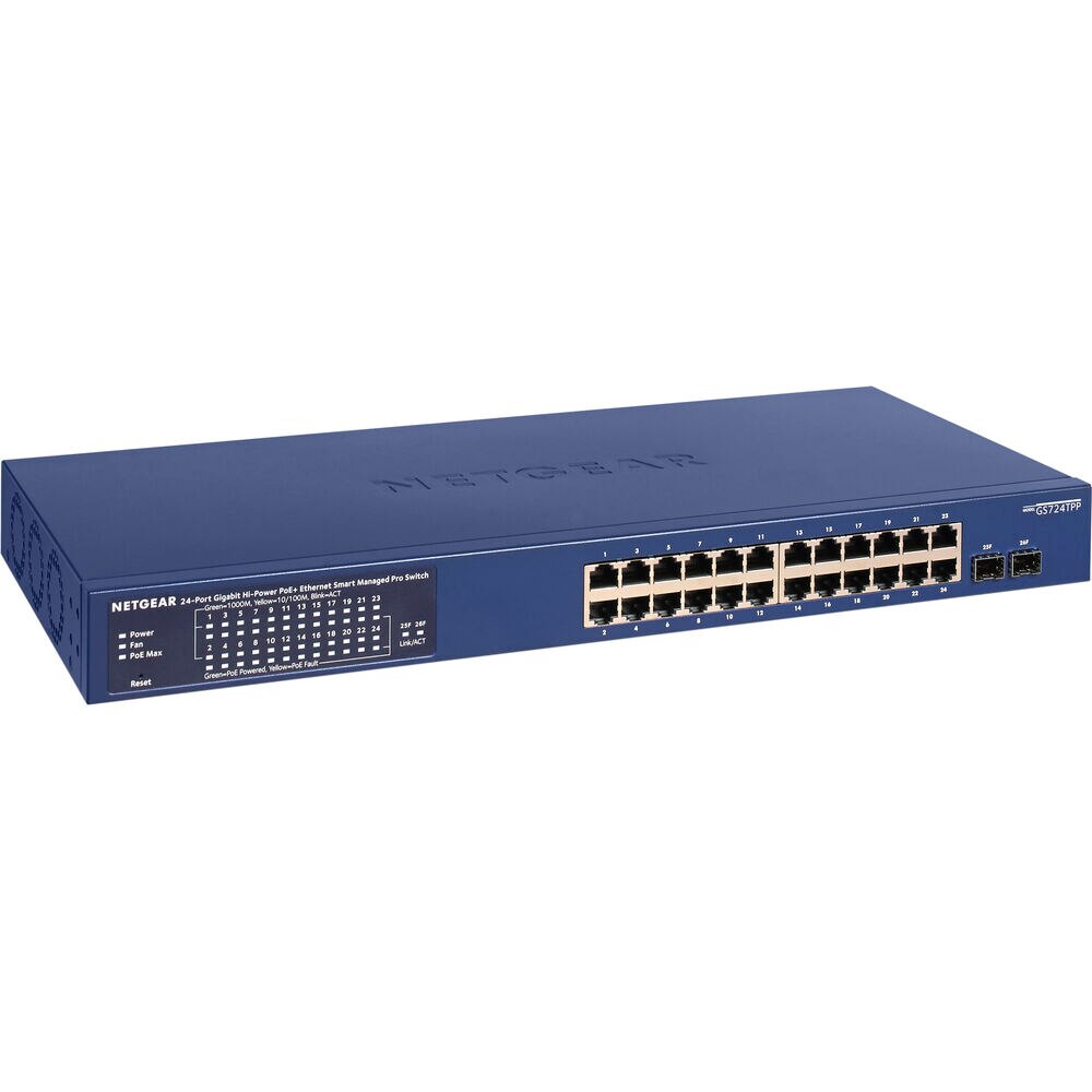 Netgear Prosafe GS724TPP 24-Port Gigabit PoE+ Managed Network Switch (GS724TPP-100NAS)